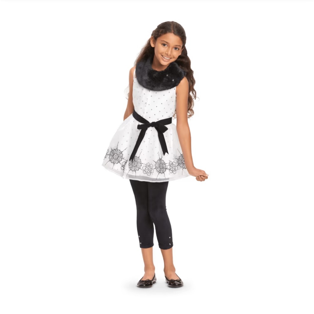 Elegant White and Black Kids Costume Dress